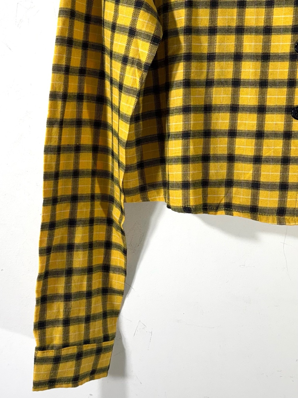 Dollskill Trickz N' Treatz Like Whatever Yellow Plaid Button Shirt Large NEW - Picture 3 of 10
